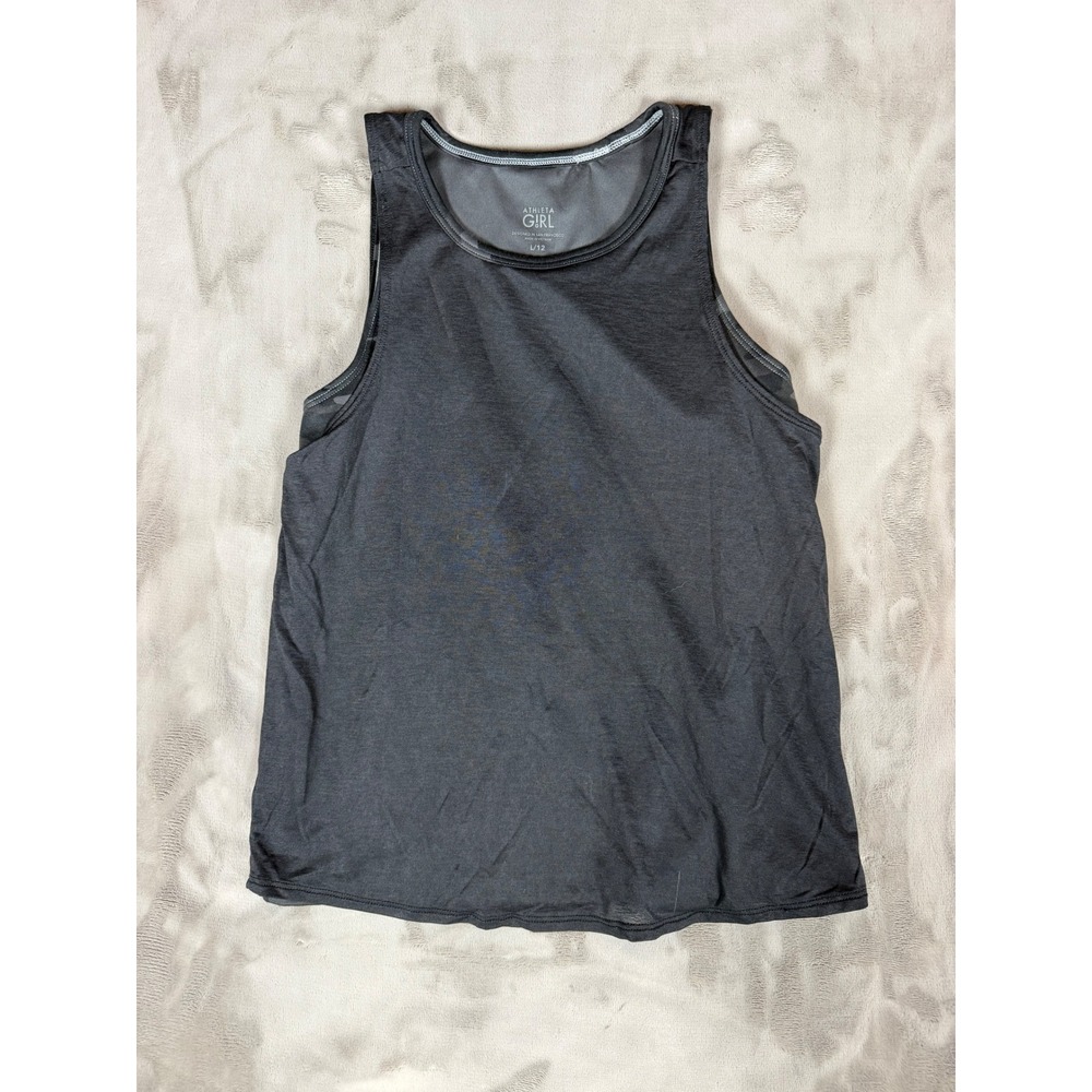 Athleta Girl Black Camo Double Layer Open Back Tank Top Size L 12